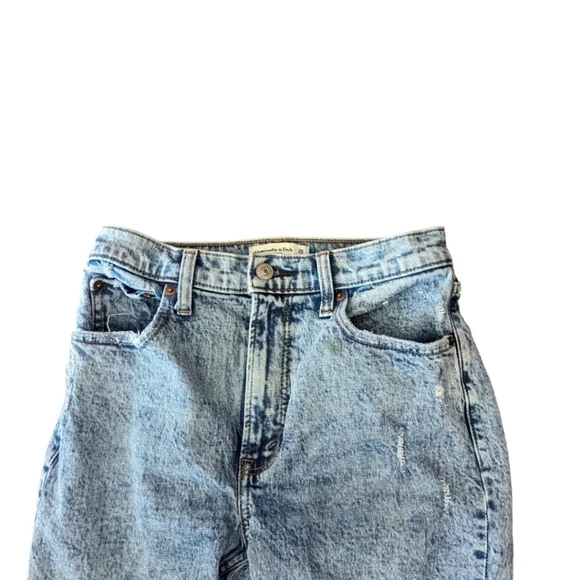 Abercrombie & Fitch the 90s Skinny High Rise distressed stone wash jeans W26 L30 - Picture 2 of 11